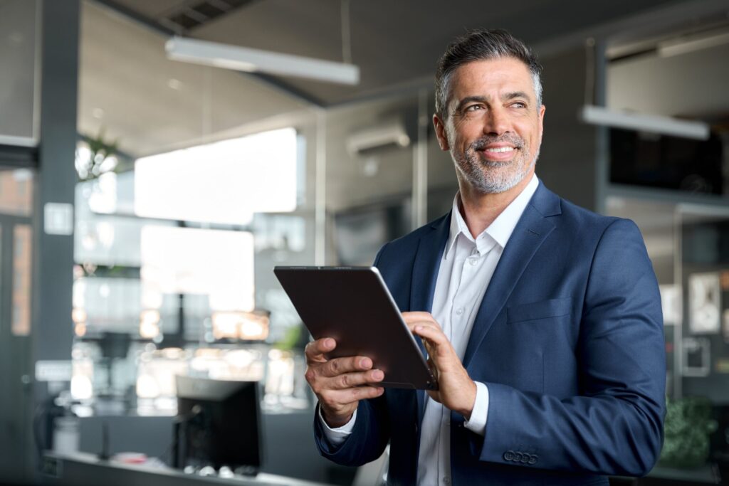 man with device